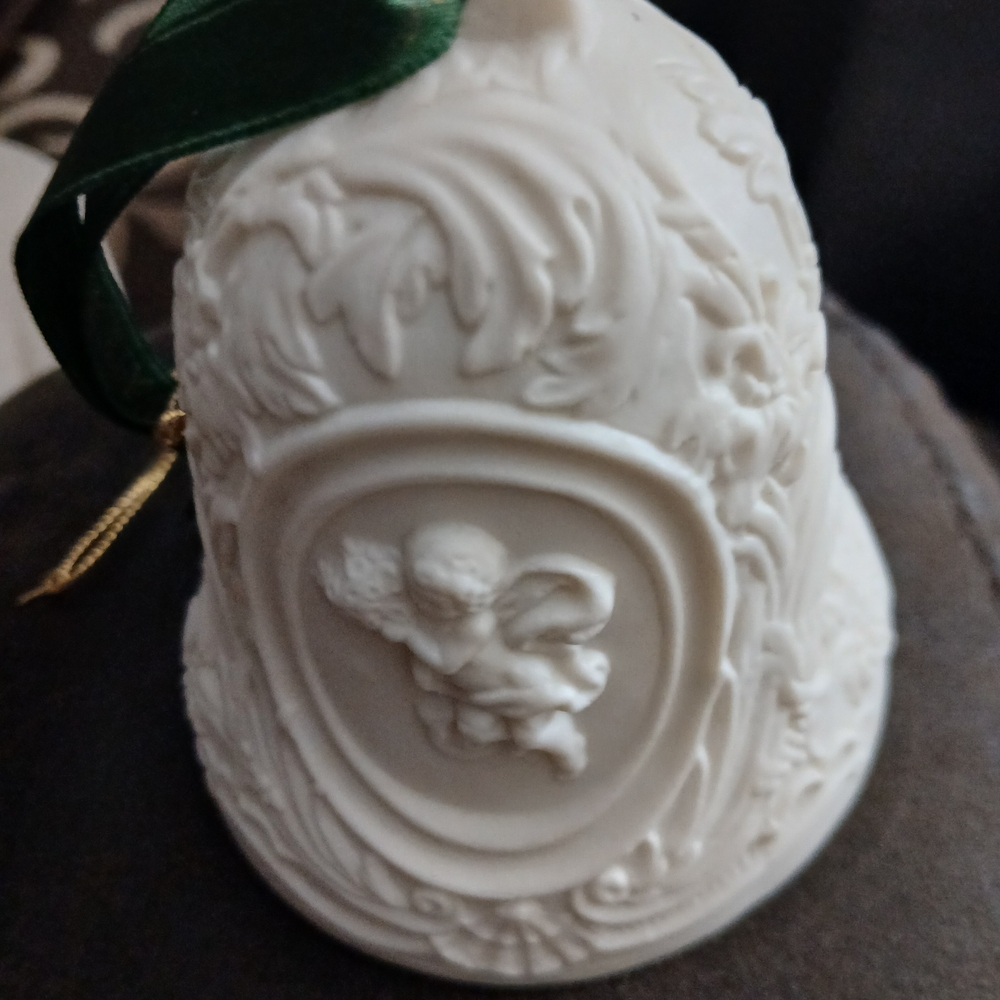 Elegant White Holiday Bell Ornament